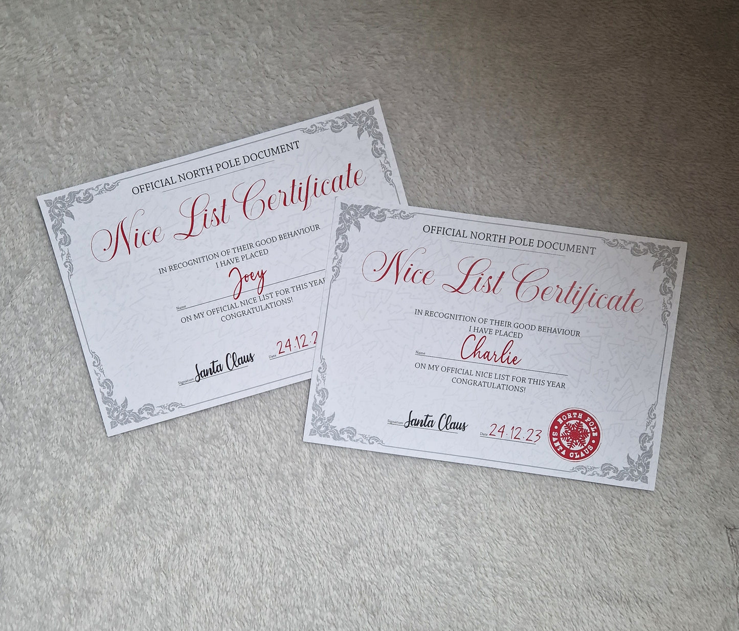 A4 Personalised Nice List Certificate