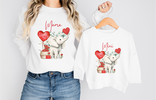 WOMENS Mama Elephant Valentines Sweatshirt