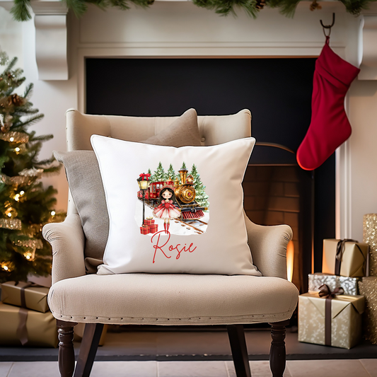 Christmas Train Sugarplum Fairy Cushion