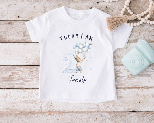 Blue Birthday Bunny T-Shirt