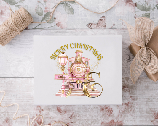 Pink Christmas Express Initial Gift Box