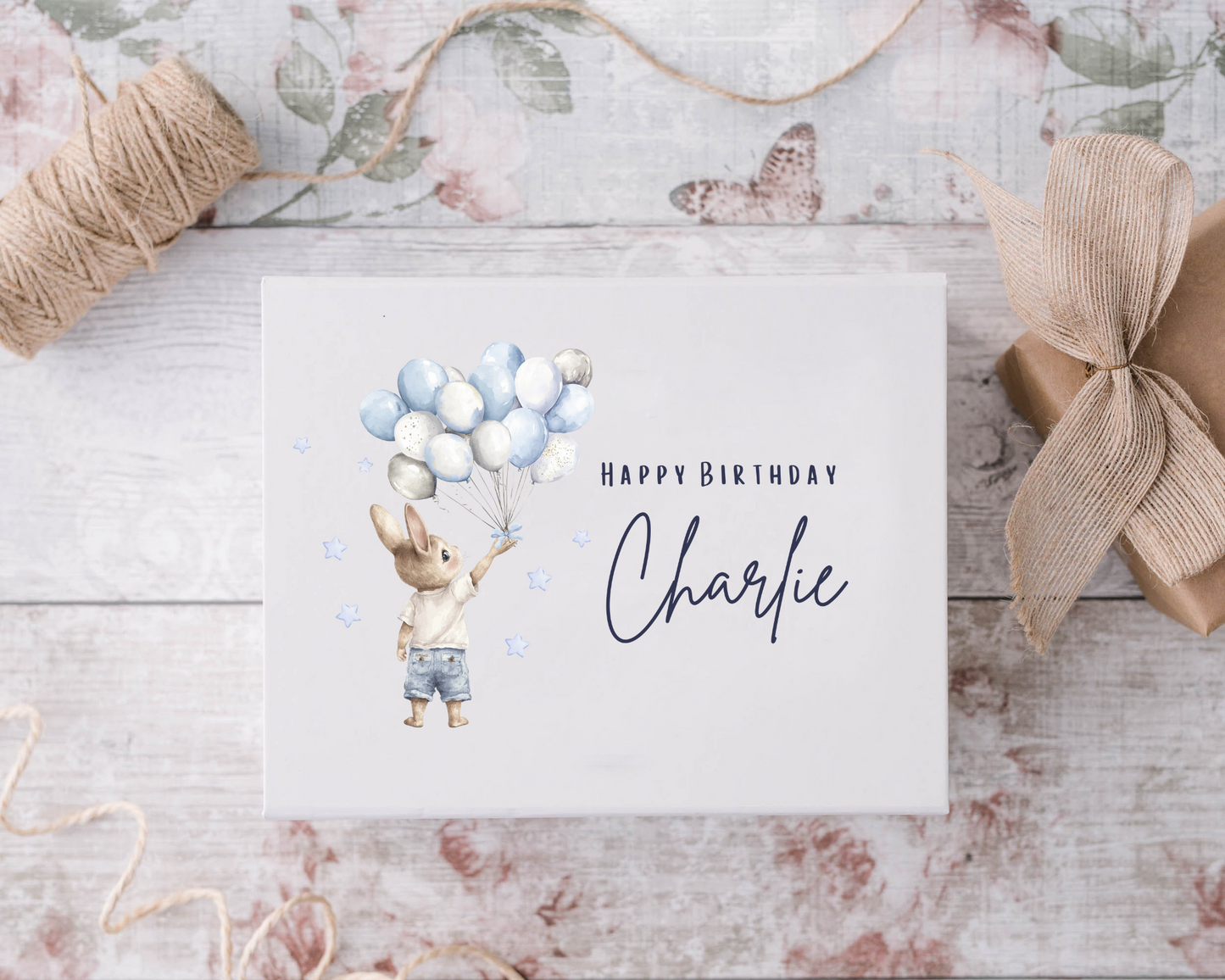 Blue Birthday Bunny Gift Box