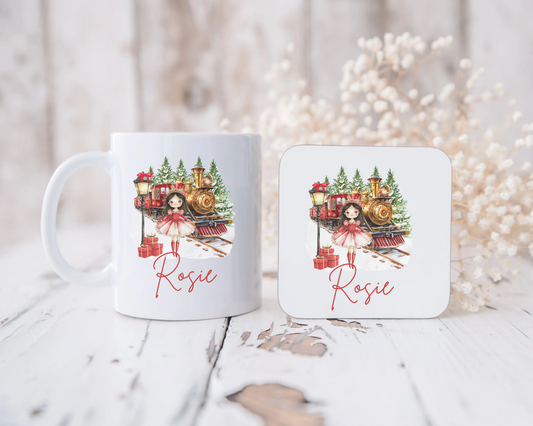 Christmas Train Sugarplum Fairy Mug and Coaster