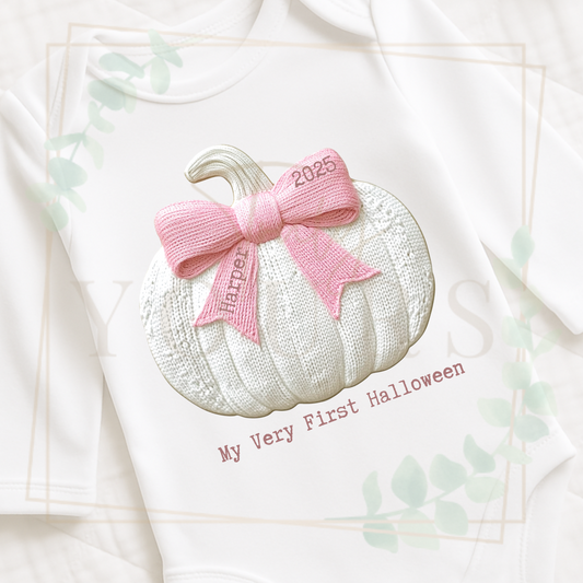 Embroided Bow Pumpkin Body Suit