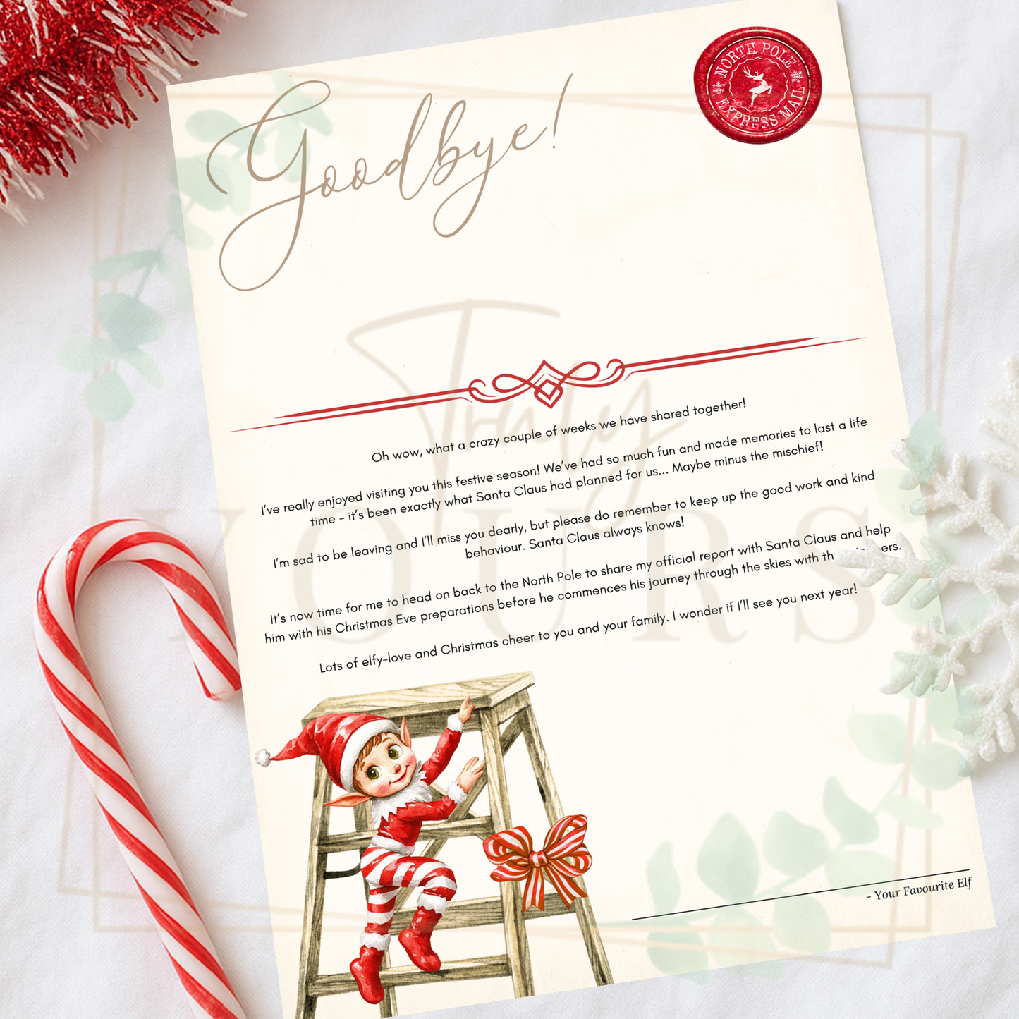 Elf Arrival/Goodbye Letter
