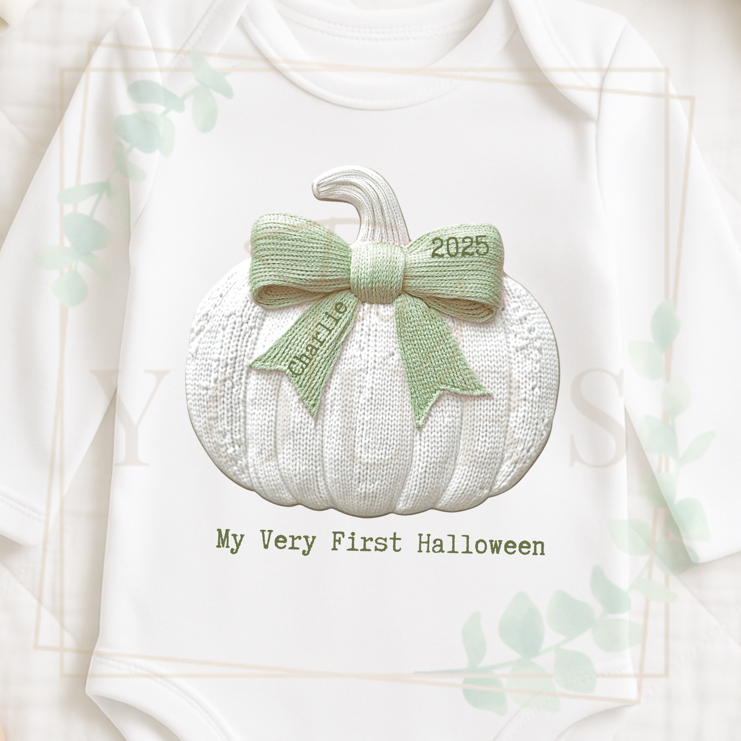 Embroided Bow Pumpkin Body Suit