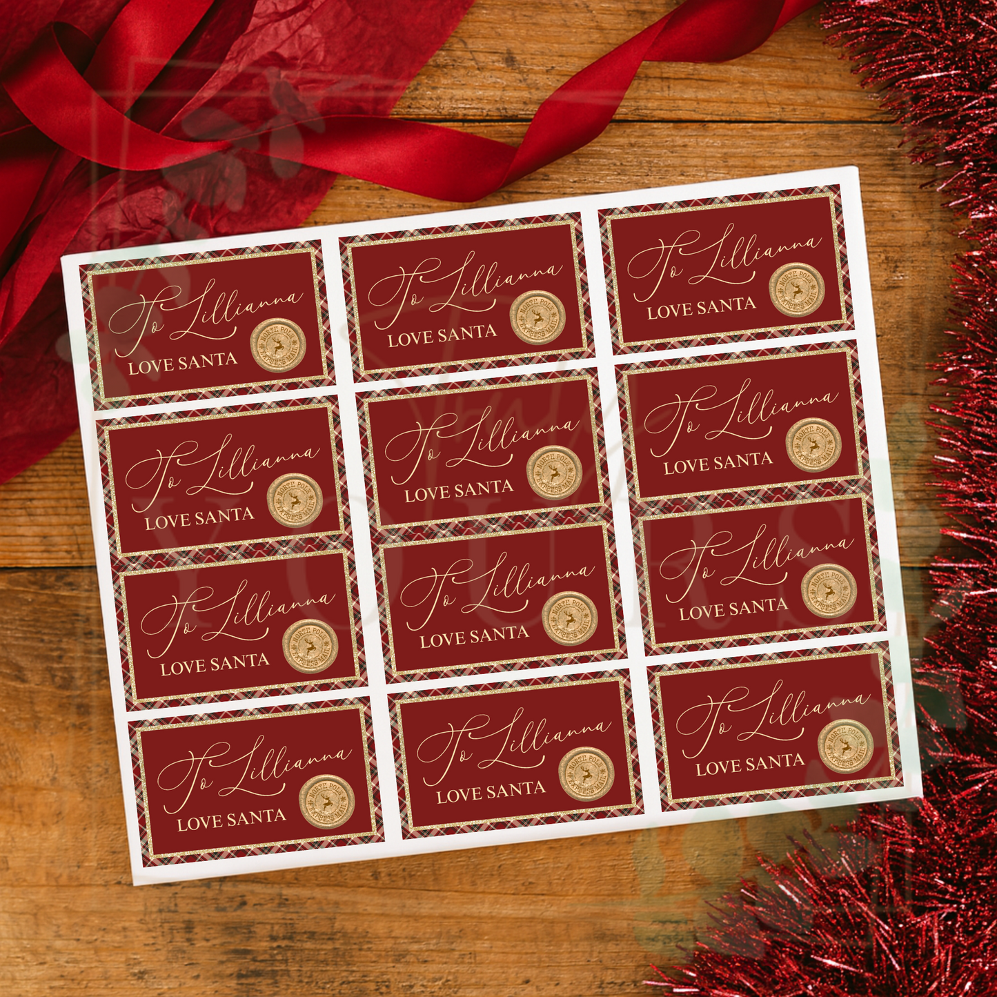 Tartan Trim Gift Stickers