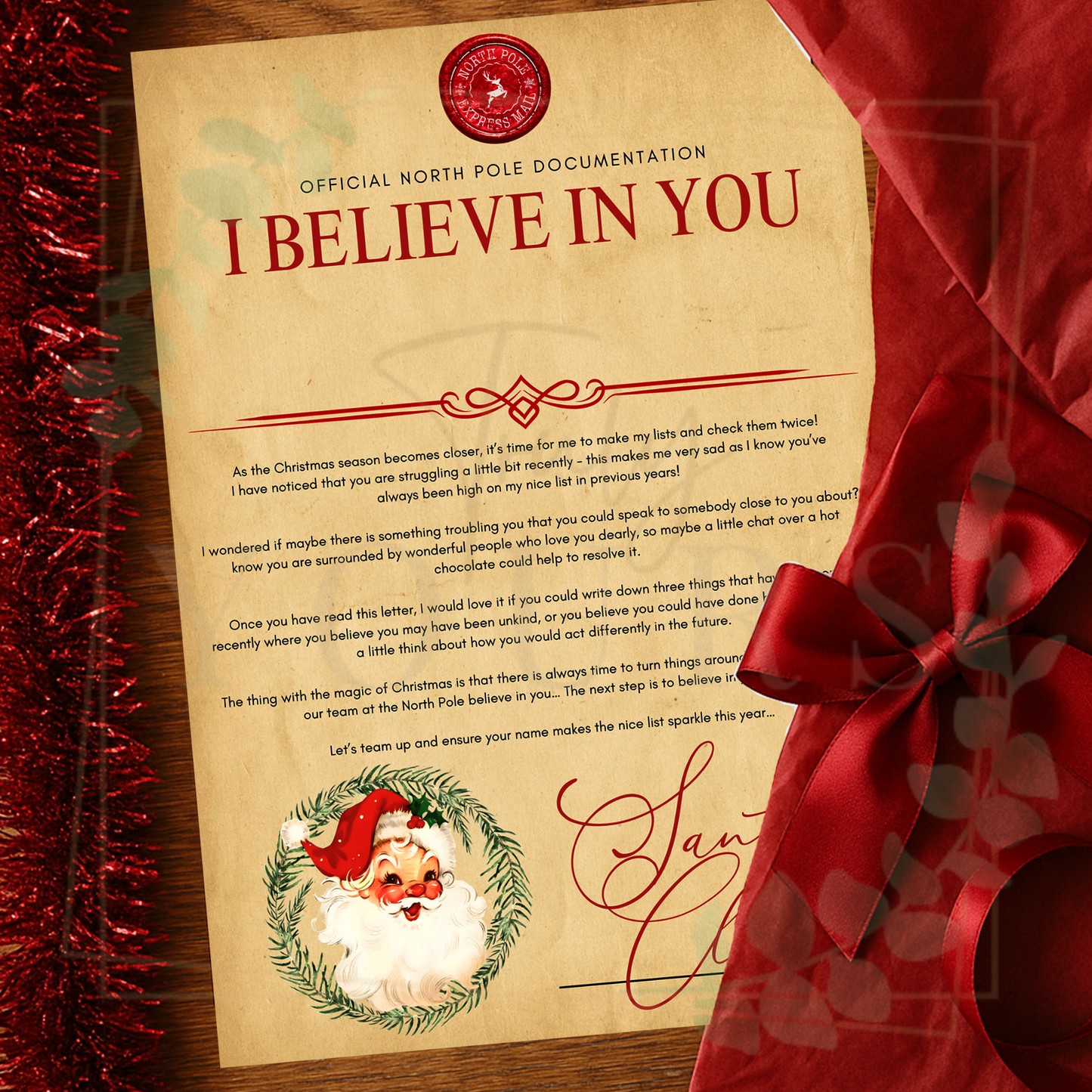 I Believe In You Letter From Santa
