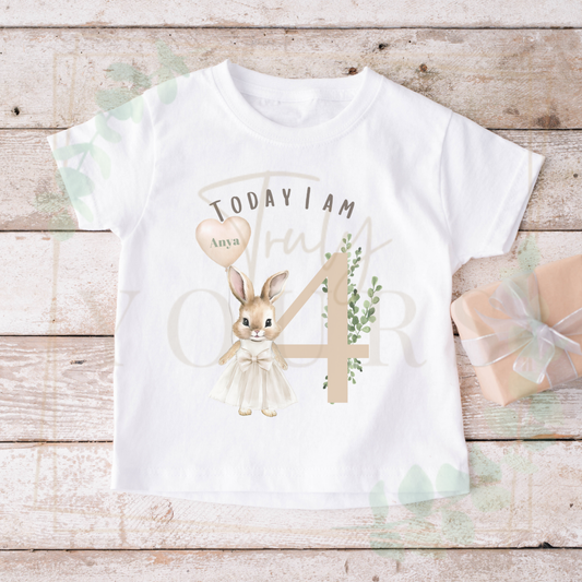 Beige Flopsy Girl Birthday T-Shirt