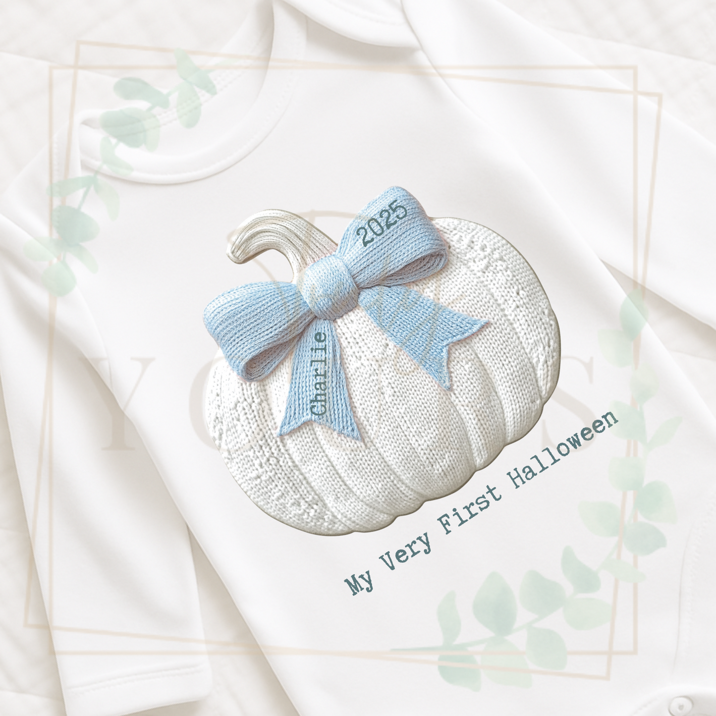 Embroided Bow Pumpkin Body Suit