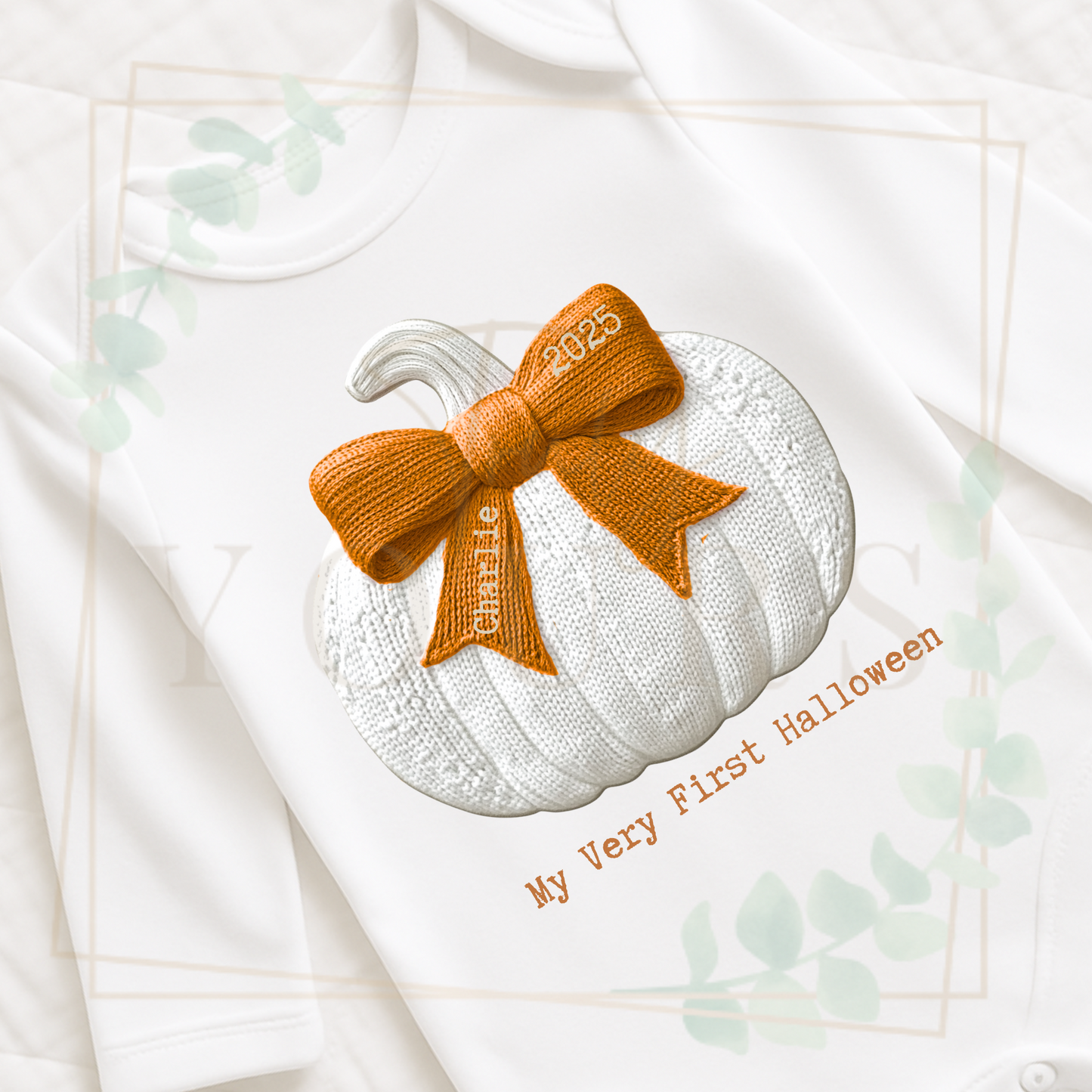 Embroided Bow Pumpkin Body Suit