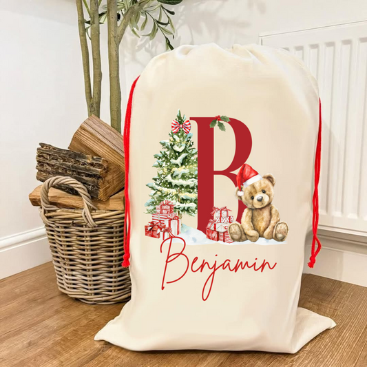 Red Teddy A-Z Santa Sack