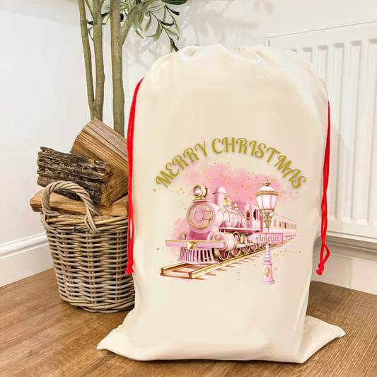 Pink Merry Christmas Sack