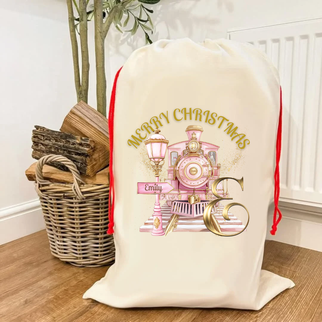 Pink Christmas Express Initial Sack