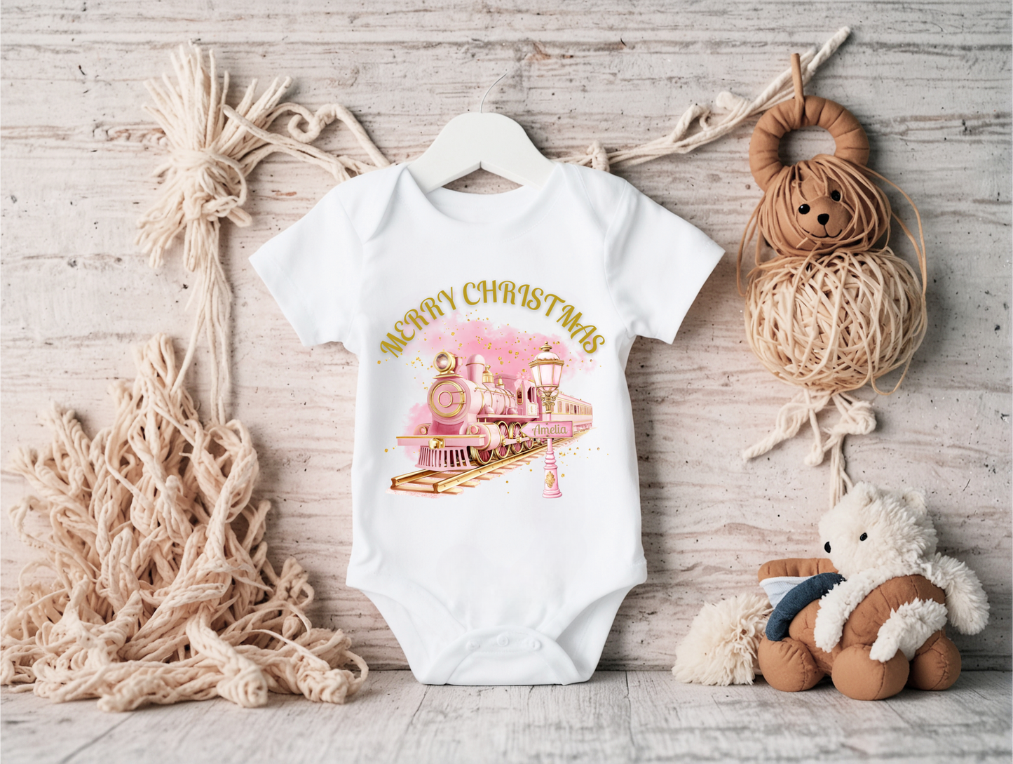 Pink Merry Christmas Baby Vest