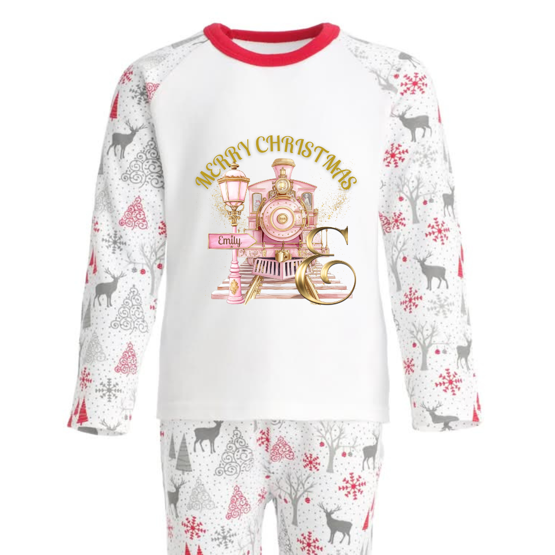 Pink Christmas Express Initial PJs