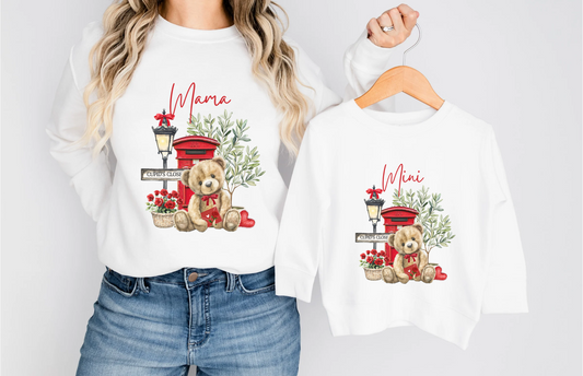 WOMENS Mama Teddy Postbox Valentines Sweatshirt