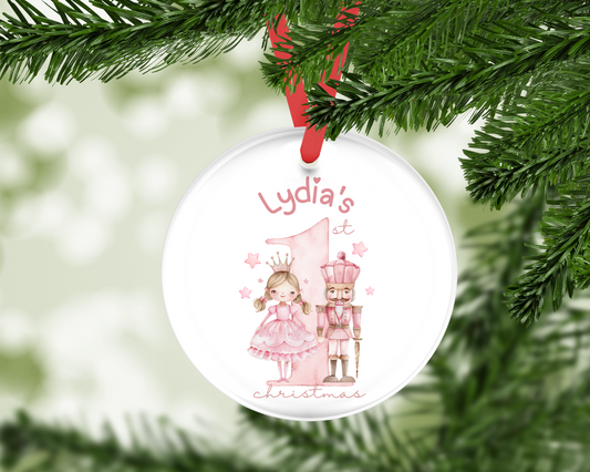 Pink Princess and Nutcracker First Christmas Decoration