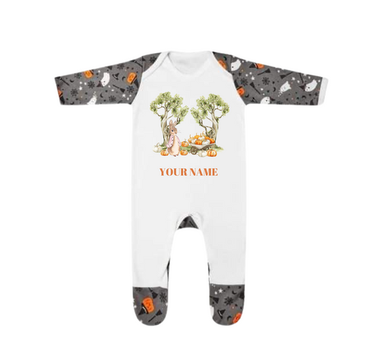 Pink Bunny & Pumpkins Sleepsuit