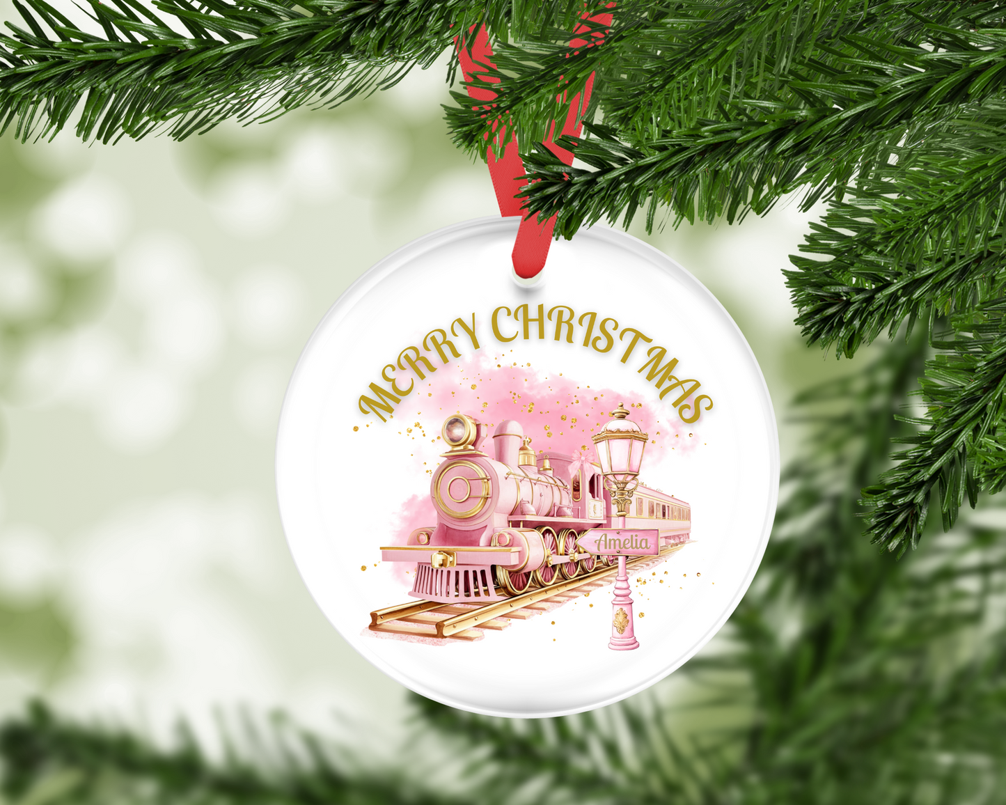 Pink Merry Christmas Hanging Decoration