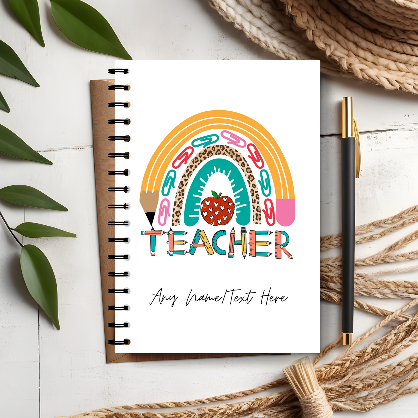 Teacher Pencil Rainbow Notebook