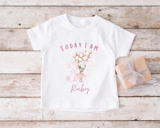 Pink Birthday Bunny T-Shirt