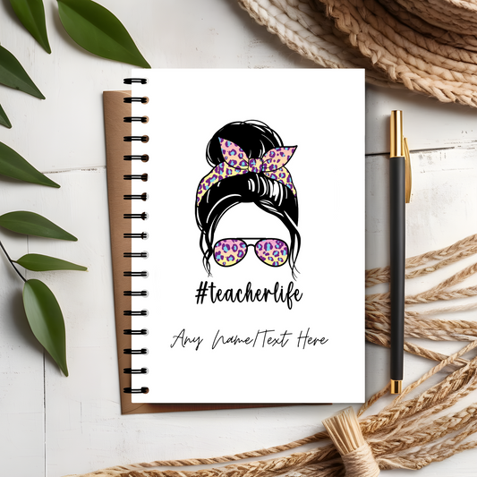 Teacher Life Girl with Headband Notebook