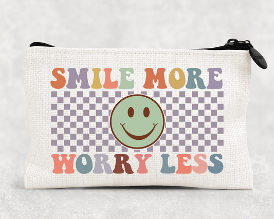 Smile More Worry Less Linen Pouch