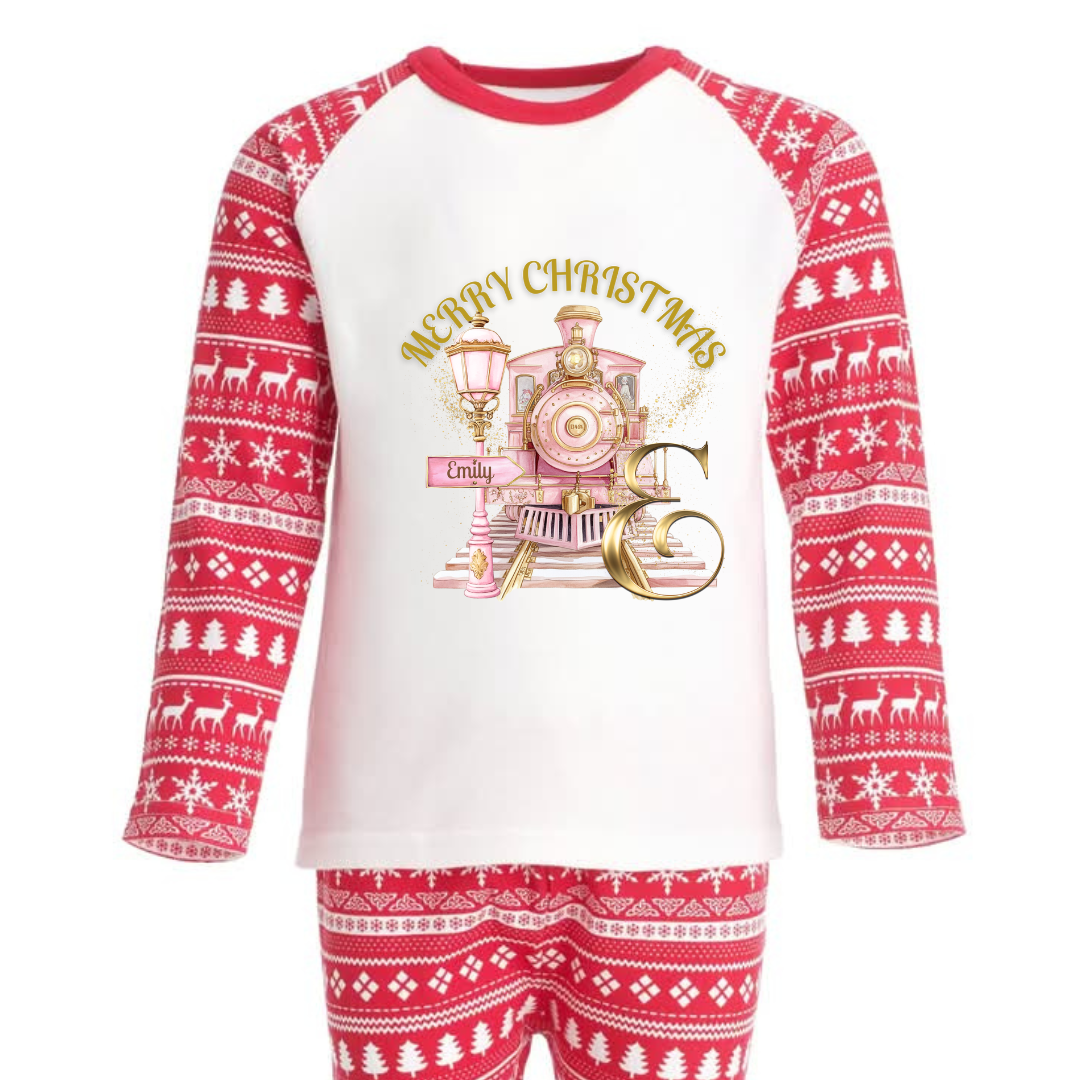 Pink Christmas Express Initial PJs