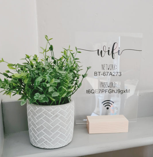 Custom wifi stand - clear acrylic sign - acrylic home decor - custom acrylic sign for home - personalised wifi sign - wifi display - home decor