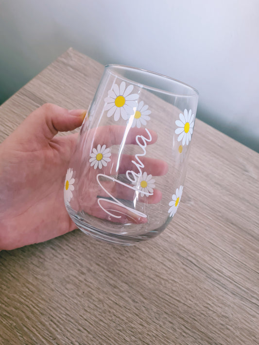 Daisy Personalised Stemless Wine/Gin Glass